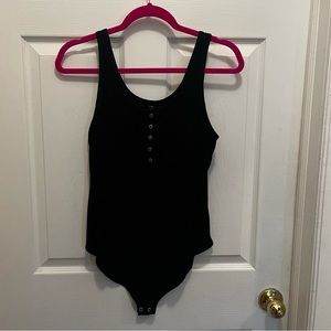 Forever 21 Black Button Tank Top Bodysuit Size Large